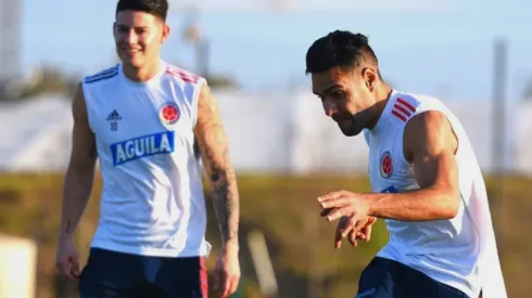 James Rodríguez y Radamel Falcao García en el posible once de Colombia ante Perú. (Foto: Twitter Selección Peruana)