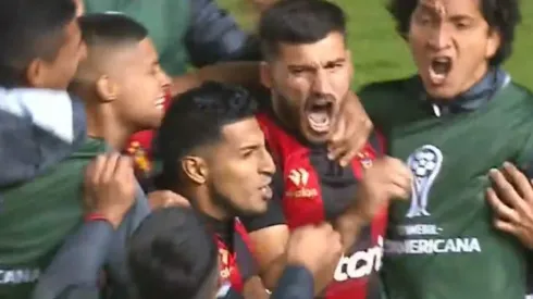 De penal y con suspendo por el VAR: Cuesta marcó el 1-0 para Melgar ante Cali. (Foto: Captura de pantalla)