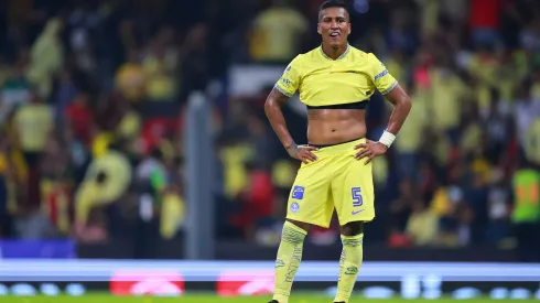 MEXICO CITY, MEXICO – OCTOBER 22: Pedro Aquino of America reacts during the semifinal second leg match between America and Touca as part of the Torneo Apertura 2022 Liga MX at Azteca on October 22, 2022 in Mexico City, Mexico. (Photo by Hector Vivas/Getty Images)