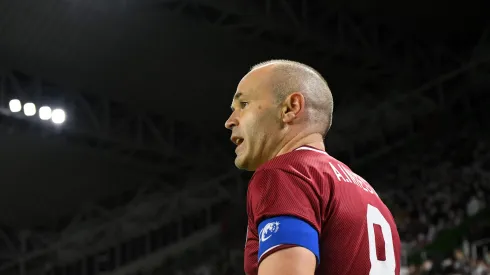 KOBE, JAPAN - MARCH 15: Andres Iniesta of Vissel Kobe is seen during the AFC Champions League qualifying playoff match between Vissel Kobe and Melbourne Victory at Noevir Stadium Kobe on March 15, 2022 in Kobe, Hyogo,Japan. (Photo by Masashi Hara/Getty Images)