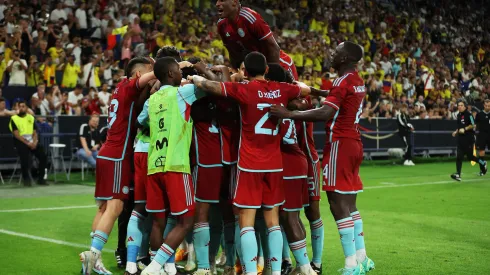 GELSENKIRCHEN, GERMANY – JUNE 20: Juan Cuadrado of Colombia is congratulated  after scoring a penalty during the international friendly match between Germany and Colombia at Veltins-Arena on June 20, 2023 in Gelsenkirchen, Germany. (Photo by Alex Grimm/Getty Images)
