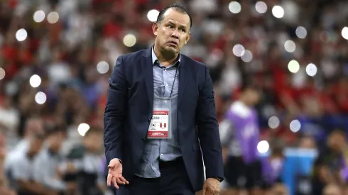 BUSAN, SOUTH KOREA – JUNE 16: Head coach of Peru's national football team Reynoso Guzman Juan Maximo during the international friendly match between South Korea and Peru at Busan Asiad Stadium on June 16, 2023 in Busan, South Korea. (Photo by Chung Sung-Jun/Getty Images)