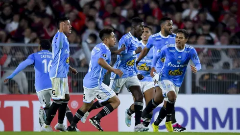 BUENOS AIRES, ARGENTINA – APRIL 19: Washington Corozo of Sporting Cristal celebrates after scoring the team's second goal during the Copa CONMEBOL Libertadores 2023 group D match between River Plate and Sporting Cristal at Estadio Mas Monumental Antonio Vespucio Liberti on April 19, 2023 in Buenos Aires, Argentina. (Photo by Marcelo Endelli/Getty Images)
