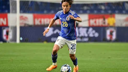 SUITA, JAPAN – JUNE 20: Takefusa Kubo of Japan in action during the international friendly match between Japan and Peru at Panasonic Stadium Suita on June 20, 2023 in Suita, Osaka, Japan. (Photo by Kenta Harada/Getty Images)