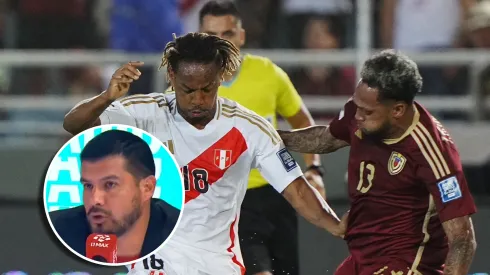 André Carrillo ante Venezuela y Erick Delgado.
