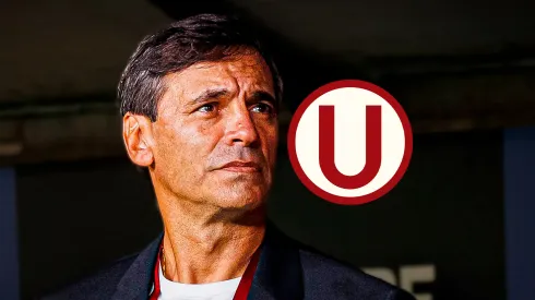 Fabián Bustos y el escudo de Universitario.