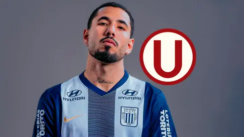 Sergio Peña y el escudo de Universitario.
