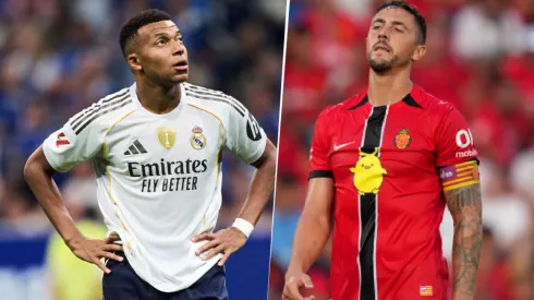 Kylian Mbappé y Antonio Raíllo, figuras de Real Madrid y Mallorca.