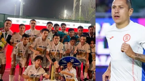 El equipo del hijo de Cata Domínguez celebrando el título.
