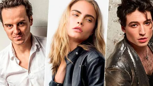 Andrew Scott, Cara Delevingne y Ezra Miller
