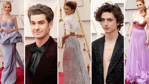 Nicole Kidman, Andrew Garfield, Zendaya, Timothée Chalamet y Jessica Chastain en la alfombra roja de los Premios Oscar.
