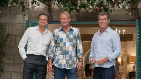 Pierce Brosnan, Colin Firth and Stellan Skarsgård in Mamma Mia! Here We Go Again.

