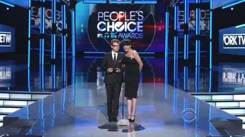 Pauley Perrette and Angus T. Jones in The 38th Annual People's Choice Awards.
