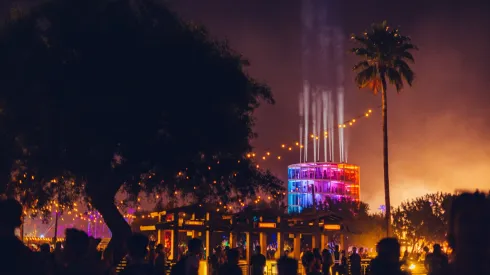 Art installation Spectra by NEWSUBSTANCE is seen at the 2022 Coachella Valley Music And Arts Festival.
