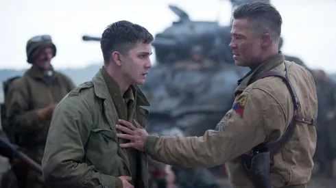 Brad Pitt and Logan Lerman in Fury.
