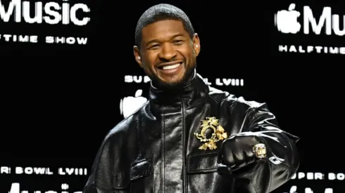 Usher poses during the Super Bowl LVIII Pregame & Apple Music Super Bowl LVIII Halftime Show press conference.
