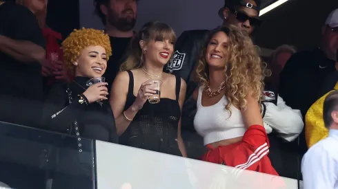 Ice Spice, Taylor Swift and Blake Lively at the Super Bowl LVIII.
