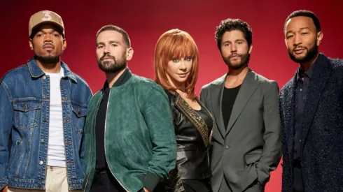 John Legend, Reba McEntire, Chance the Rapper and Dan + Shay in Season 25 of The Voice.
