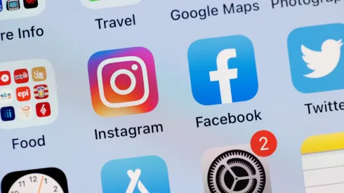 Facebook and Instagram apps are seen on the screen of an iPhone on October 04, 2021 in San Anselmo, California.
