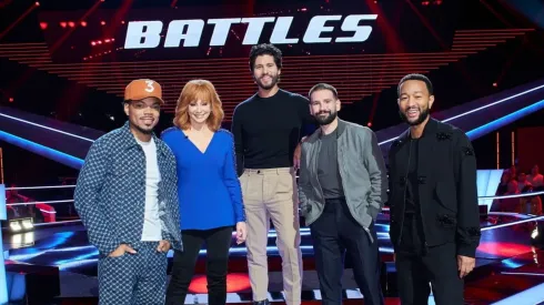 Reba McEntire, John Legend, Chance the Rapper and Dan + Shay in The Voice.
