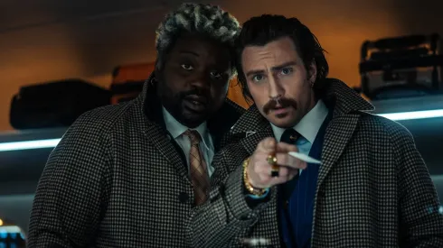 Aaron Taylor-Johnson and Brian Tyree Henry in Bullet Train.
