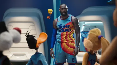 Bob Bergen, Jeff Bergman, Candi Milo, Eric Bauza, LeBron James and Zendaya in Space Jam: A New Legacy.
