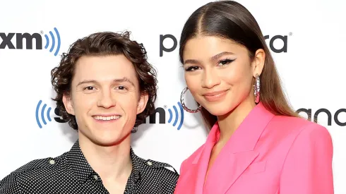 Tom Holland and Zendaya attend SiriusXM's Town Hall with the cast of Spider-Man: No Way Home on December 10, 2021.
