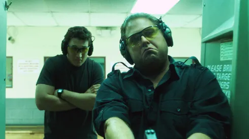 Jonah Hill and Miles Teller in War Dogs.
