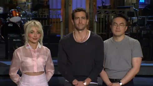 Sabrina Carpenter, Jake Gyllenhaal and Bowen Yang in Saturday Night Live.
