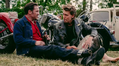 Tom Hardy and Austin Butler in The Bikeriders.
