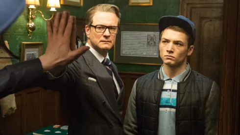 Colin Firth and Taron Egerton in "Kingsman: The Secret Service".
