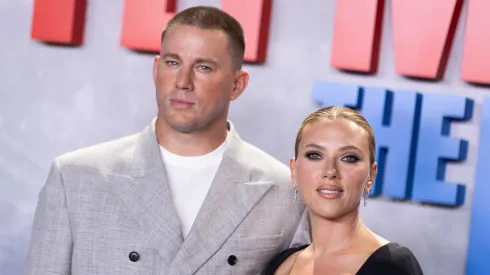 Channing Tatum and Scarlett Johansson attend the "Fly Me To The Moon" photocall in Madrid at Matadero on July 11, 2024 in Madrid, Spain.

