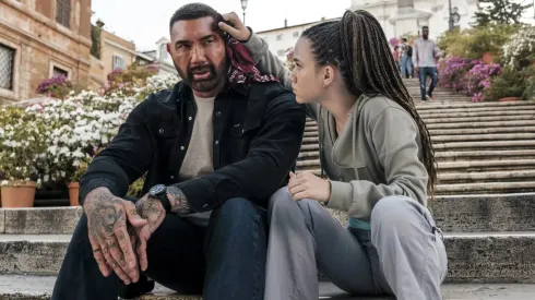 Dave Bautista and Chloe Coleman
