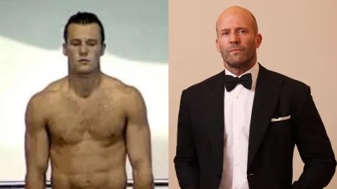 Jason Statham at the 1988 Olympic Games and poses in the portrait studio during the Red Sea International Film Festival 2023.
