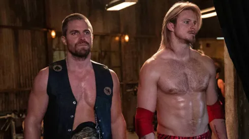 Alexander Ludwig and Stephen Amell in Heels.
