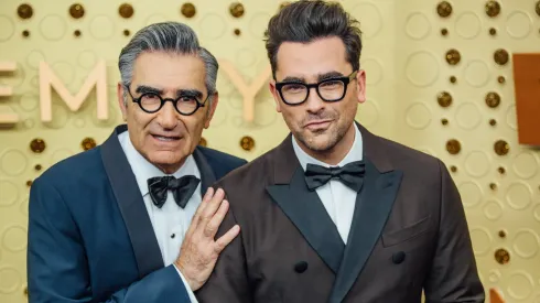 Eugene Levy and Dan Levy arrive at the 71st Emmy Awards at Microsoft Theater on September 22, 2019.
