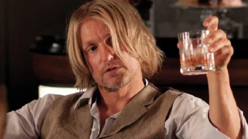 Woody Harrelsonas as Haymitch Abernathy in The Hunger Games.
