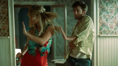 Robert Pattinson and Jennifer Lawrence in Die My Love.
