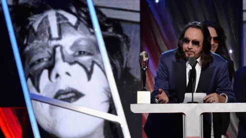 Inductee Ace Frehley of KISS speaks onstage at the 29th Annual Rock And Roll Hall Of Fame Induction Ceremony at Barclays Center of Brooklyn on April 10, 2014 in New York City. (Photo by Larry Busacca/Getty Images)
