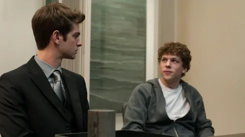 Andrew Garfield, left, and Jesse Eisenberg in Columbia Pictures' "The Social Network."
