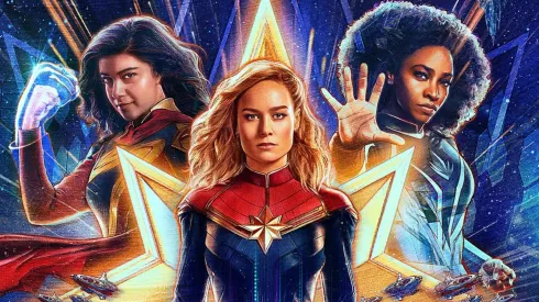 El afiche principal de The Marvels, la película que ya debutó en cines.
