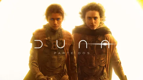 Los protagonistas de Dune, Parte 2 en uno de los afiches principales de la película.
