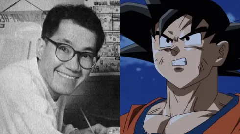Akira Toriyama junto a su más grandes creación Son Gokú, el protagonista de la saga Dragon Ball.
