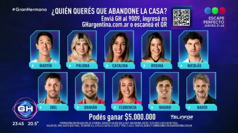 Así quedó la placa de nominados en Gran Hermano.
