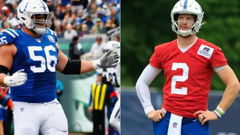 Quenton Nelson y Carson Wentz.
