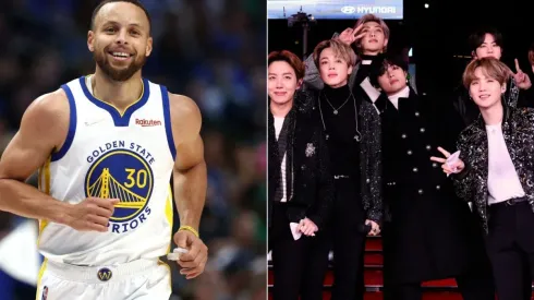 Stephen Curry y los miembros de BTS.
