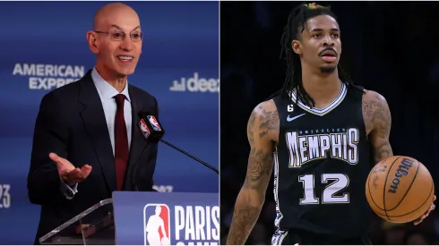 Adam Silver, Comisionado de NBA, y Ja Morant, base de Memphis Grizzlies.
