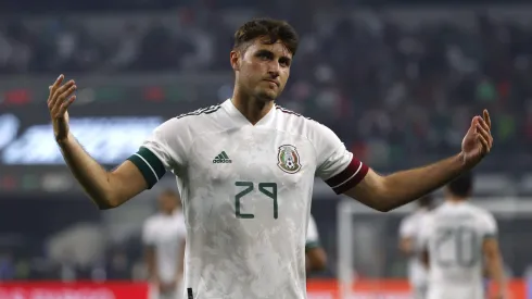 ARLINGTON, TEXAS – MAY 28: Santiago Tomas Gimenez #29 of Mexico celebrates after scoring a goal against Nigeria in the first half of a 2022 International Friendly match at AT&T Stadium on May 28, 2022 in Arlington, Texas. Mexico won 2-1. (Photo by Ron Jenkins/Getty Images)
