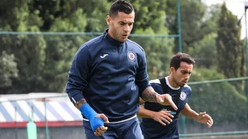 Milton Caraglio entrenando hoy miércoles.
