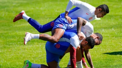 Rómulo Otero y Juan Escobar durante un entrenamiento
